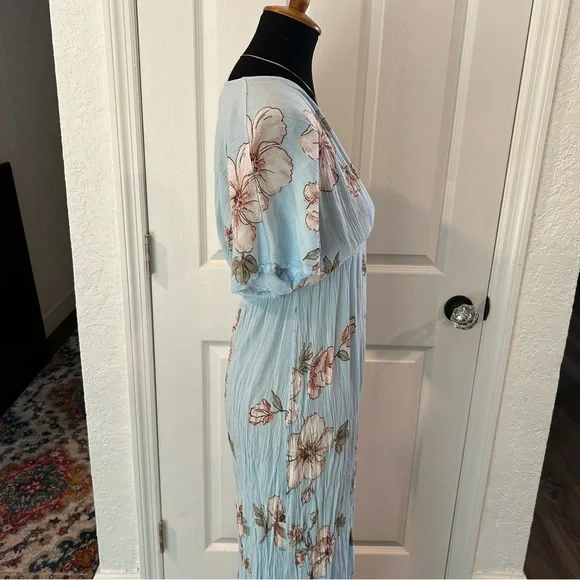 Forever 21 Floral Light Blue Maxi Dress | Size S - Picture 4 of 9